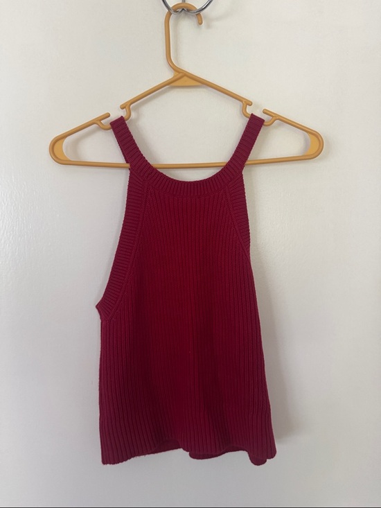 Express Ribbed Tank Top in Wine Red - Picture 2 of 3